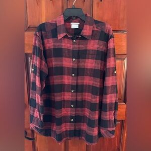 Columbia Size Large Pink & Black Plaid Shirt Tunic NWT